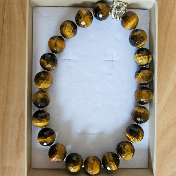 GORGEOUS Faceted Tigers Eye Necklace - Picture 1 of 8